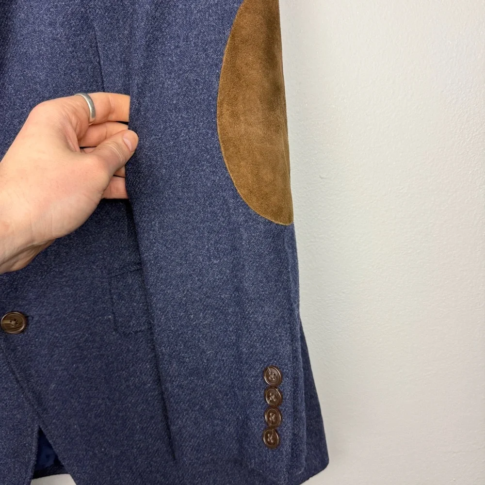 J Crew Wool Ultrasuede Patch Elbow Two Button Blazer - Picture 4 of 6